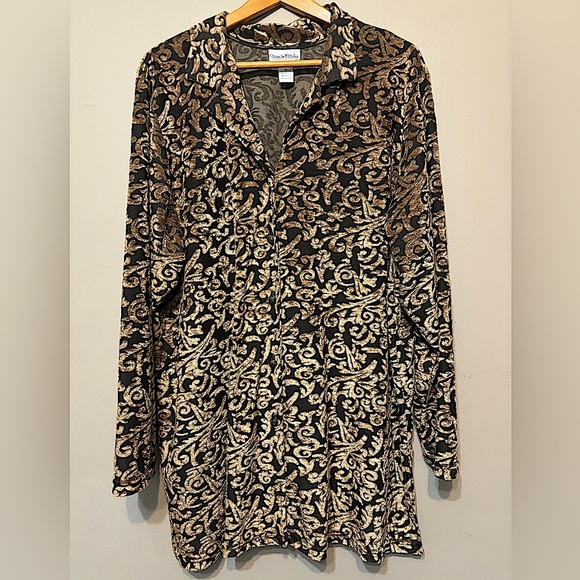 DIANE VON FURSTENBERG Button Up Jacquard Paisley Velvet Shirt - Picture 1 of 8